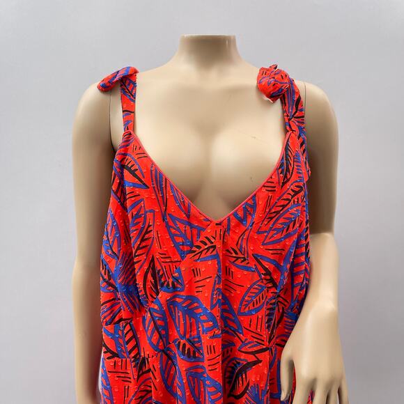 Alexis x Target Dress Women 3X Red Floral Botanical Tie Strap Asymmetrical - Picture 2 of 12